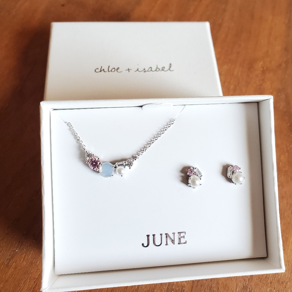 Chloe and isabel birthstone necklace and earrings